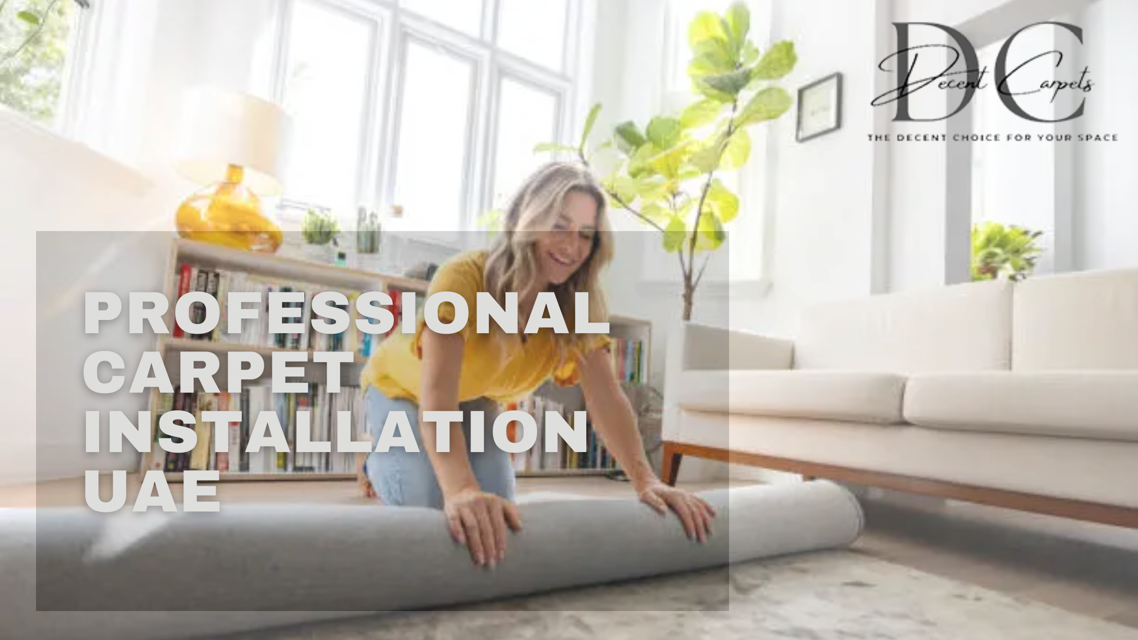 a woman rolling a carpet